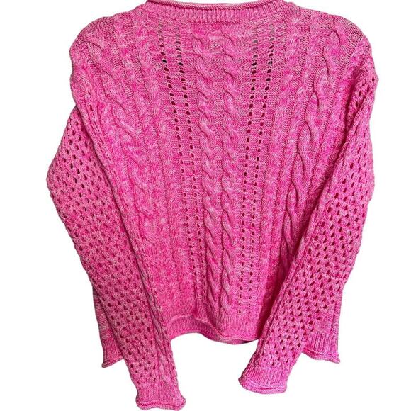 Lilly Pulitzer Maxcy Mix Stitched Cable Sweater Crochet Pullover Pink Size XS - Picture 7 of 11